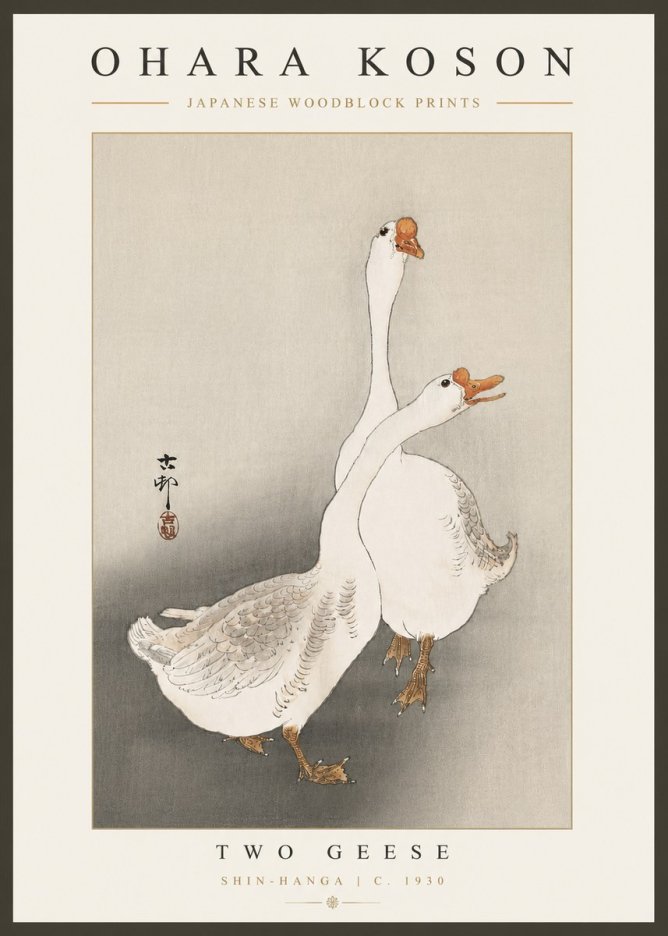 Ohara Koson Two Geese No4 - Plakat