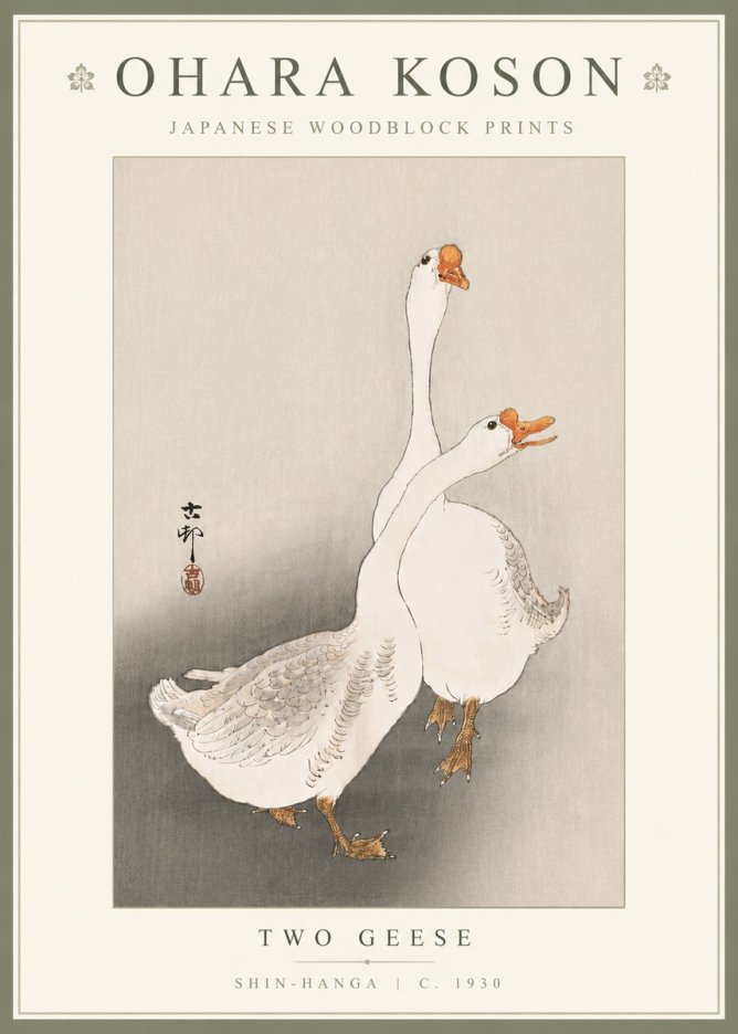 Ohara Koson Two Geese No5 - Plakat