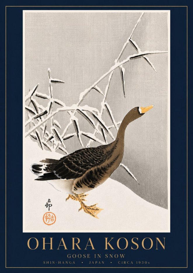 Ohara Koson Goose in Snow No6 - Plakat