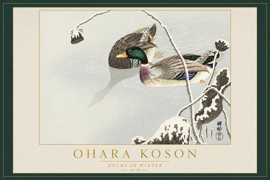 Ohara Koson Ducks in Winter No2 - Plakat