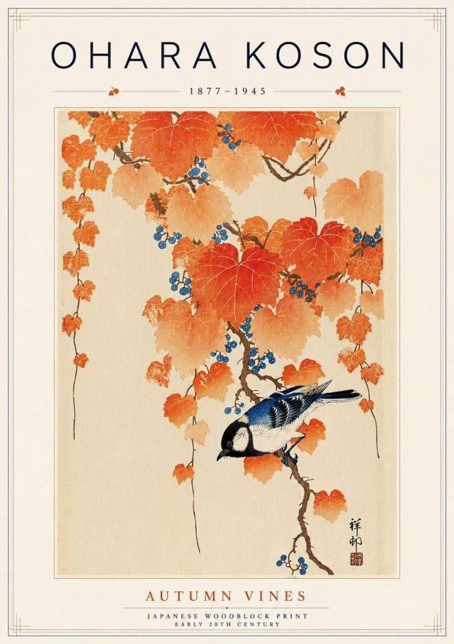 Ohara Koson Autumn Vines No5 - Plakat