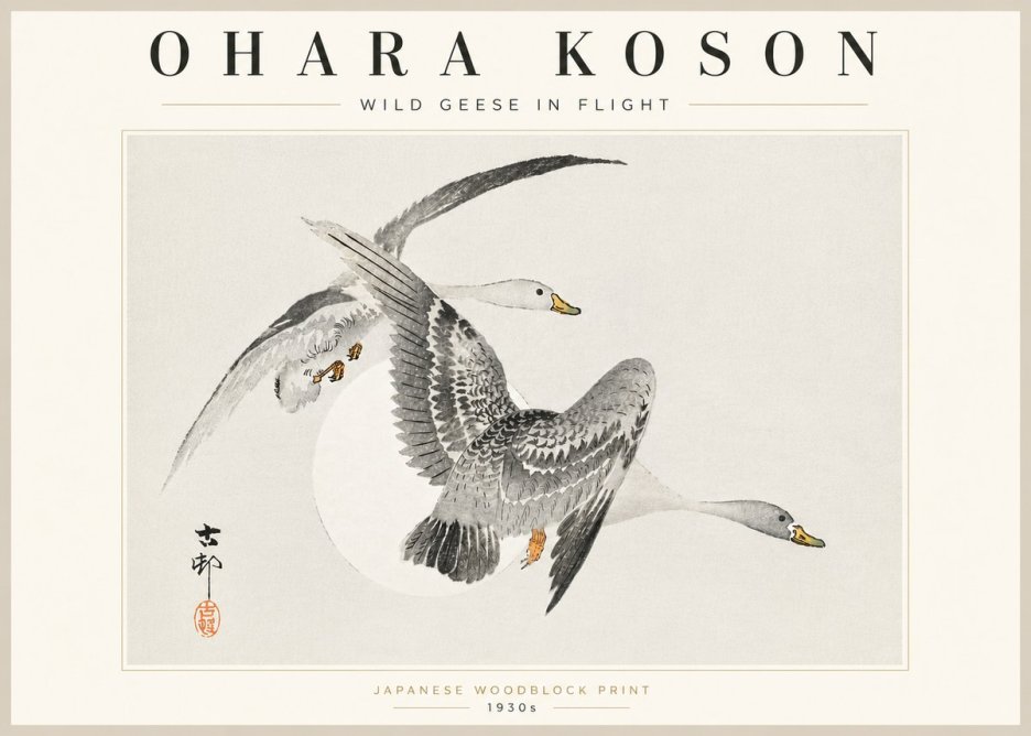 Ohara Koson Wild Geese in Flight I No5 - Plakat