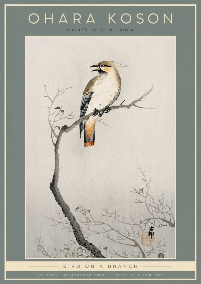 Ohara Koson Bird on a Branch I No2 - Plakat