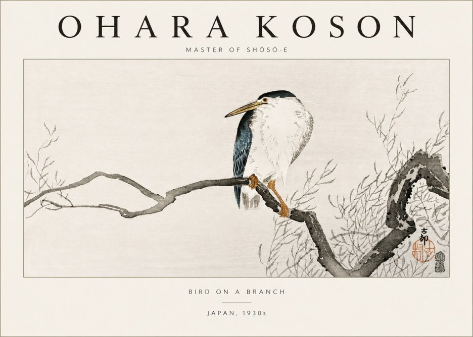 Ohara Koson Bird on a Branch II No3 - Plakat