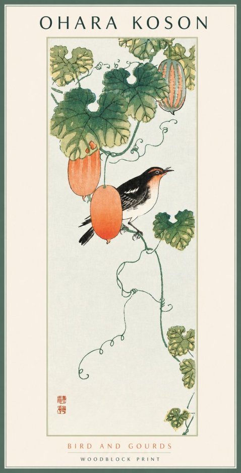 Ohara Koson Bird and Gourds No2 - Plakat