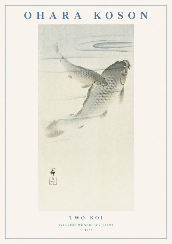 Ohara Koson Two Koi I No1 - Plakat
