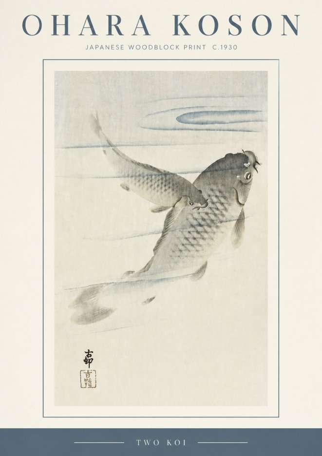 Ohara Koson Two Koi I No3 - Plakat