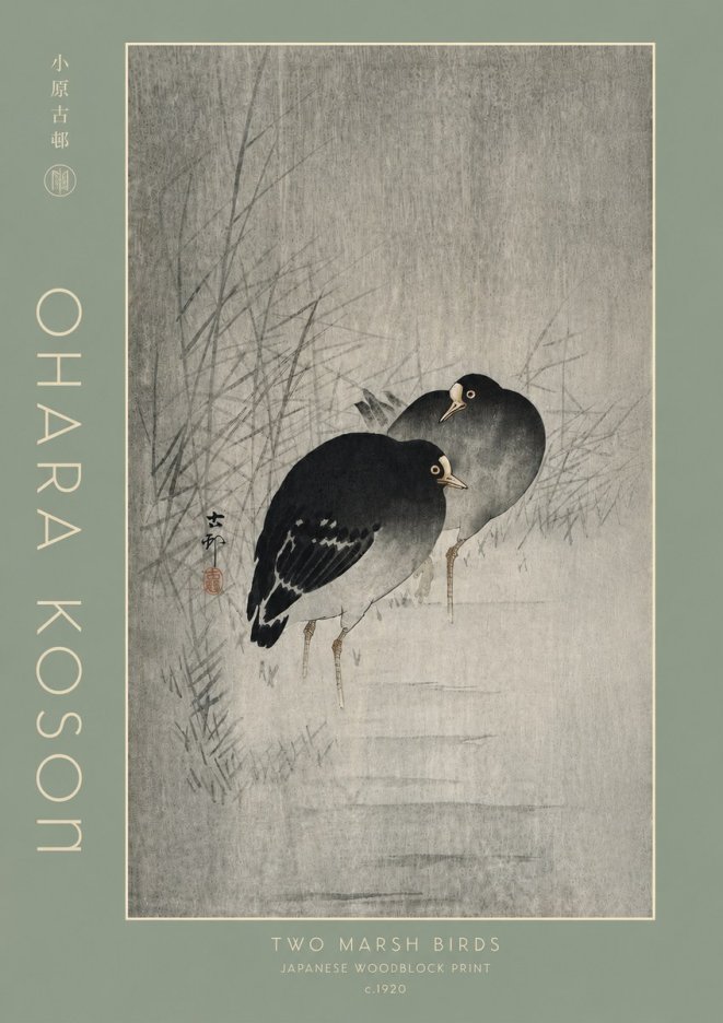 Ohara Koson Two Marsh Birds No4 - Plakat
