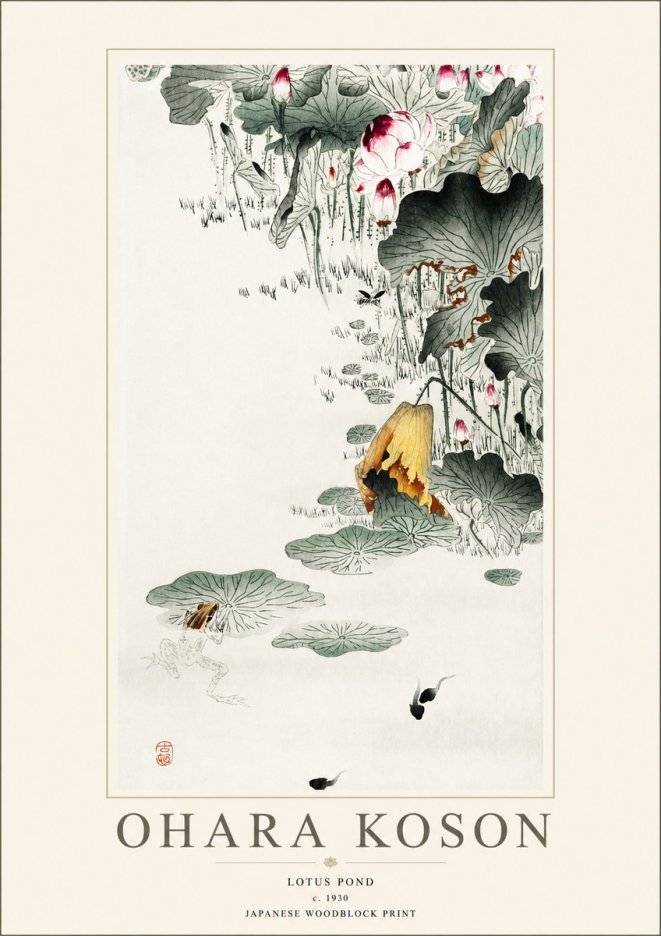 Ohara Koson Lotus Pond No1 - Plakat