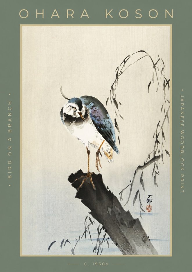 Ohara Koson Bird on a Branch III No2 - Plakat