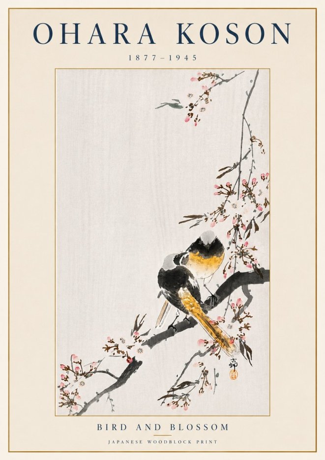 Ohara Koson Bird and Blossom No4 - Plakat