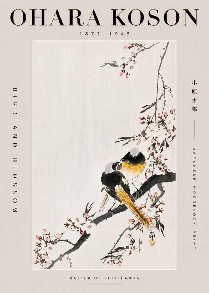 Ohara Koson Bird and Blossom No5 - Plakat