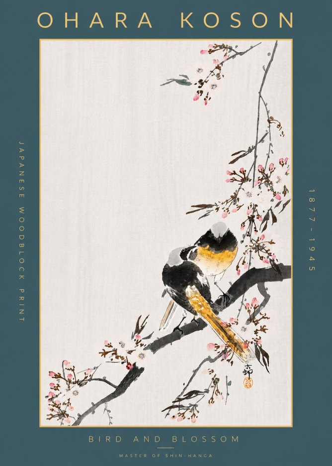 Ohara Koson Bird and Blossom No6 - Plakat