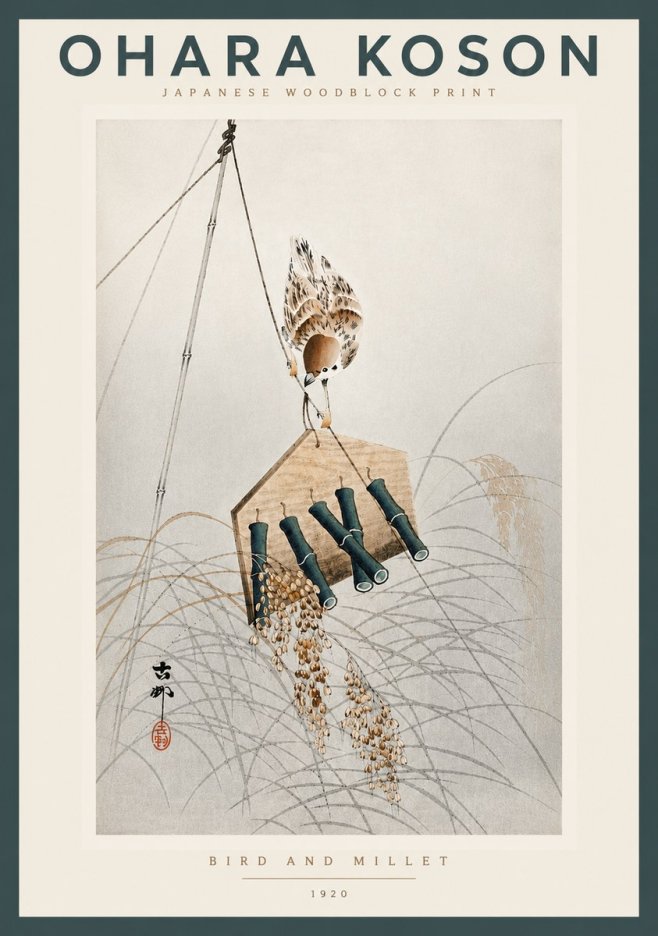 Ohara Koson Bird and Millet No4 - Plakat