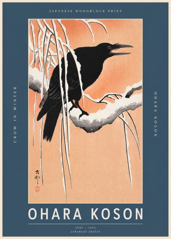 Ohara Koson Crow in Winter II No2 - Plakat
