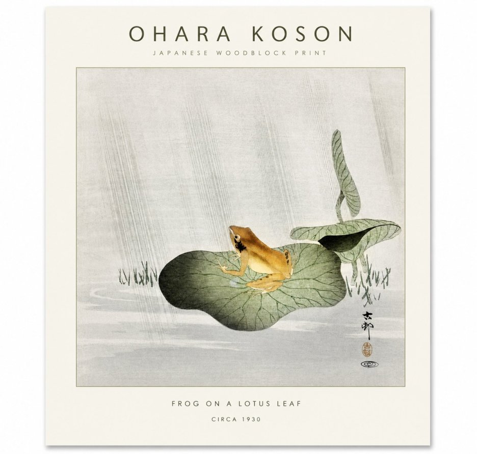 Ohara Koson Frog on a Lotus Leaf No1 - Plakat