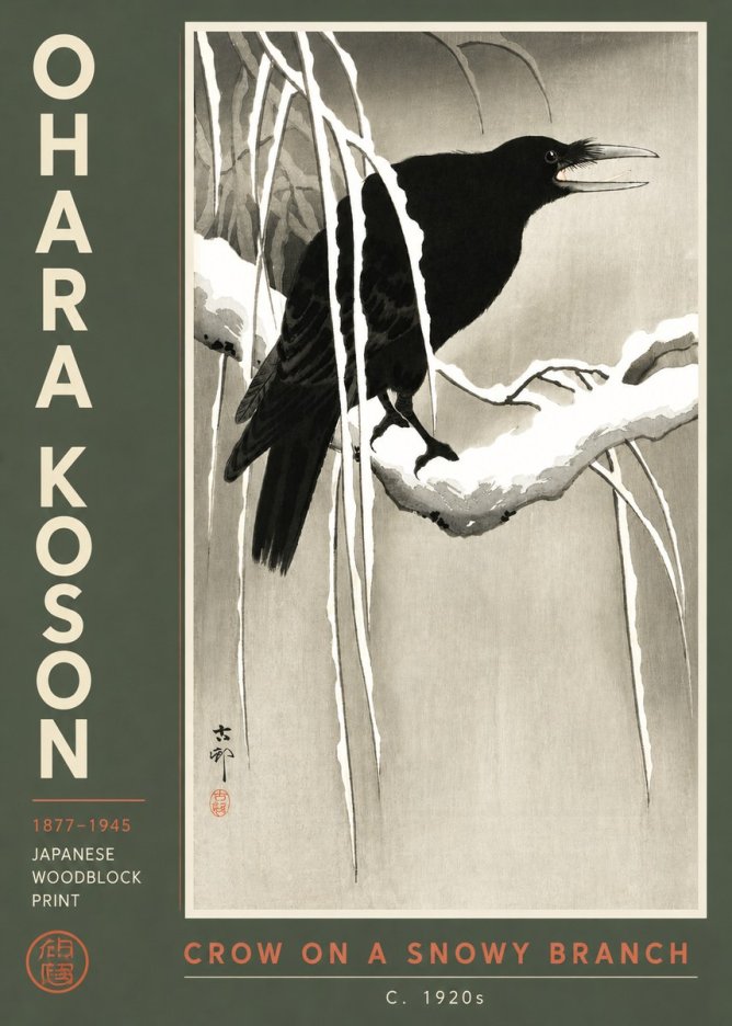 Ohara Koson Crow on a Snowy Branch III No3 - Plakat