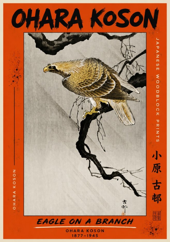 Ohara Koson Eagle on a Branch II No4 - Plakat