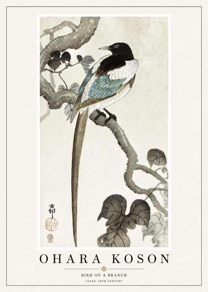 Ohara Koson Bird on a Branch IV No1 - Plakat