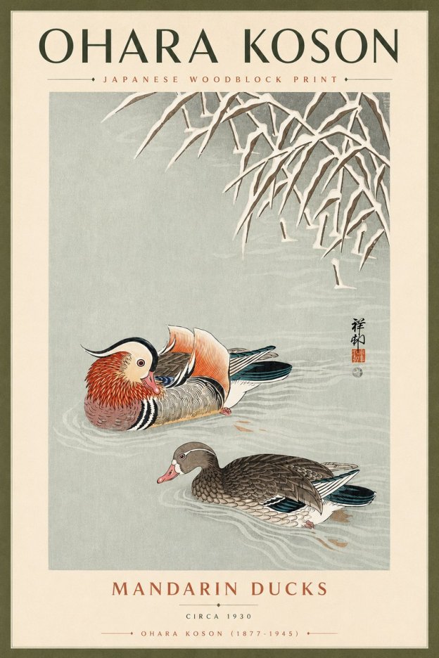 Ohara Koson Mandarin Ducks No4 - Plakat