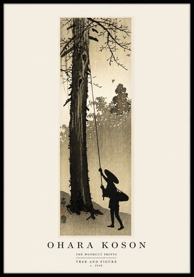 Ohara Koson Tree and Figure No1 - Plakat