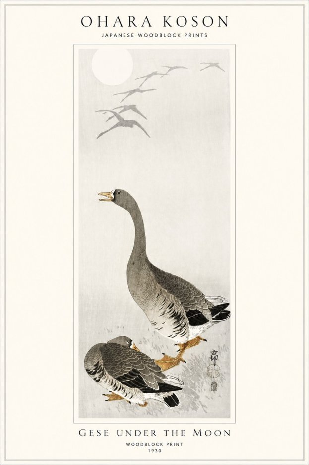 Ohara Koson Gese Under the Moon No1 - Plakat
