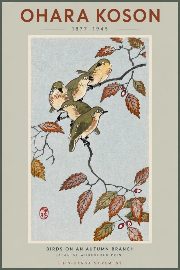 Ohara Koson Birds on an Autumn Branch No2 - Plakat