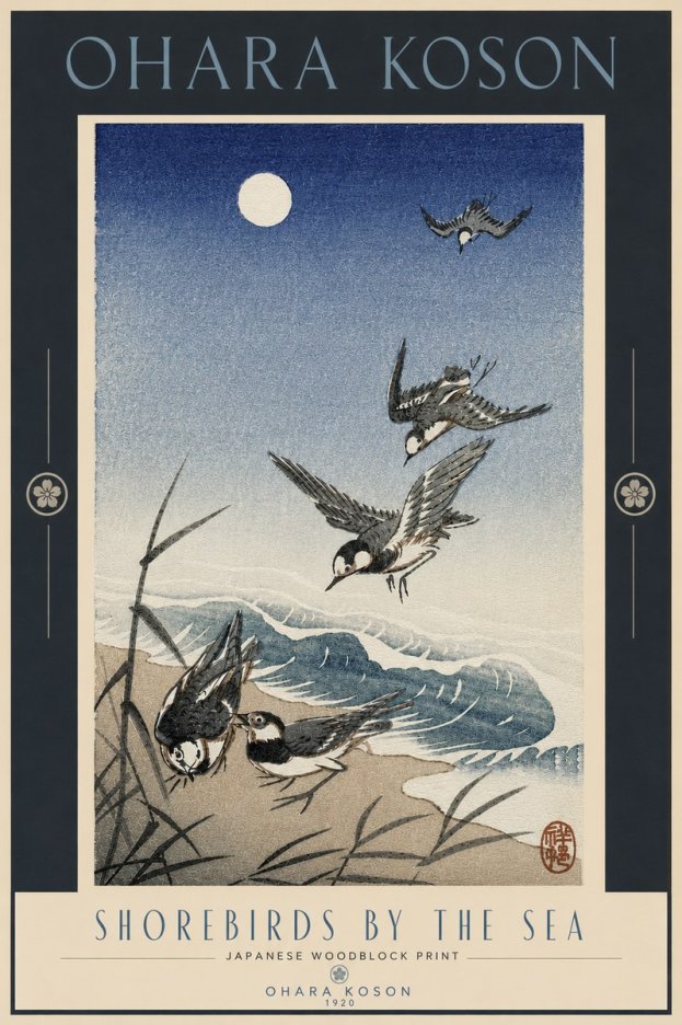 Ohara Koson Shorebirds by the Sea No4 - Plakat