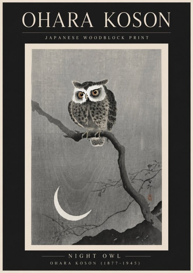 Ohara Koson Night Owl No6 - Plakat