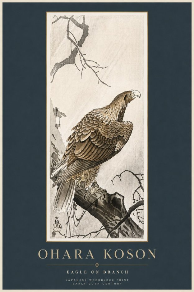 Ohara Koson Eagle on Branch No2 - Plakat