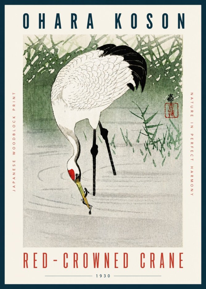 Ohara Koson Red-crowned Crane No4 - Plakat