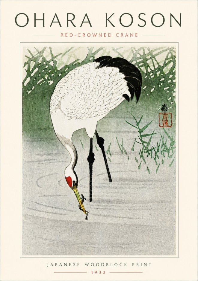 Ohara Koson Red-crowned Crane No6 - Plakat