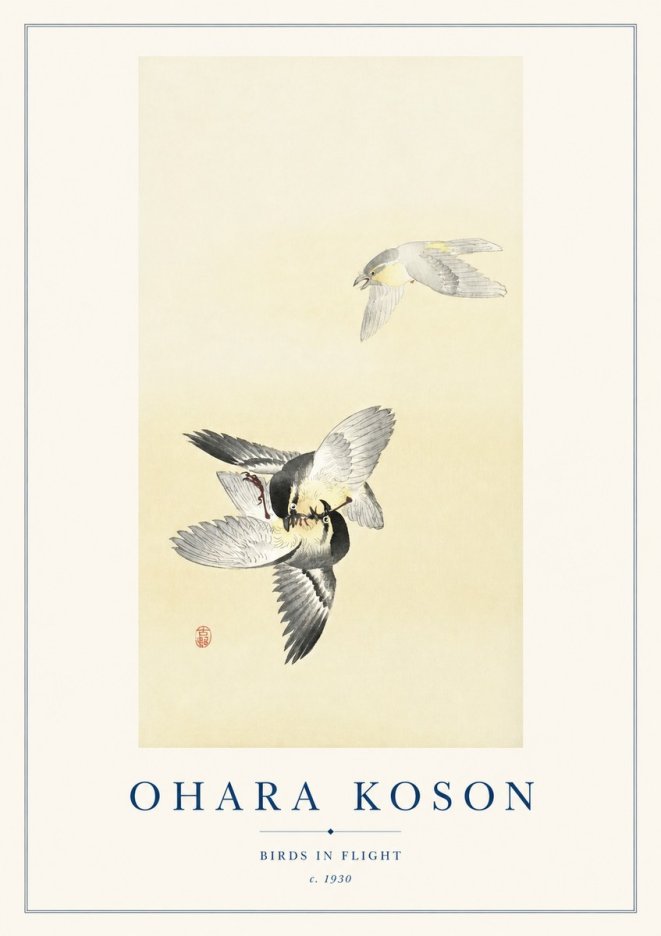 Ohara Koson Birds in Flight No1 - Plakat