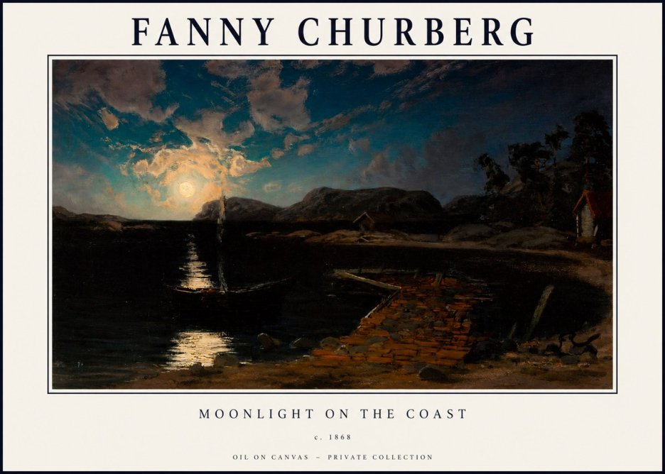 Fanny Churberg Moonlight on the Coast No1 - Plakat