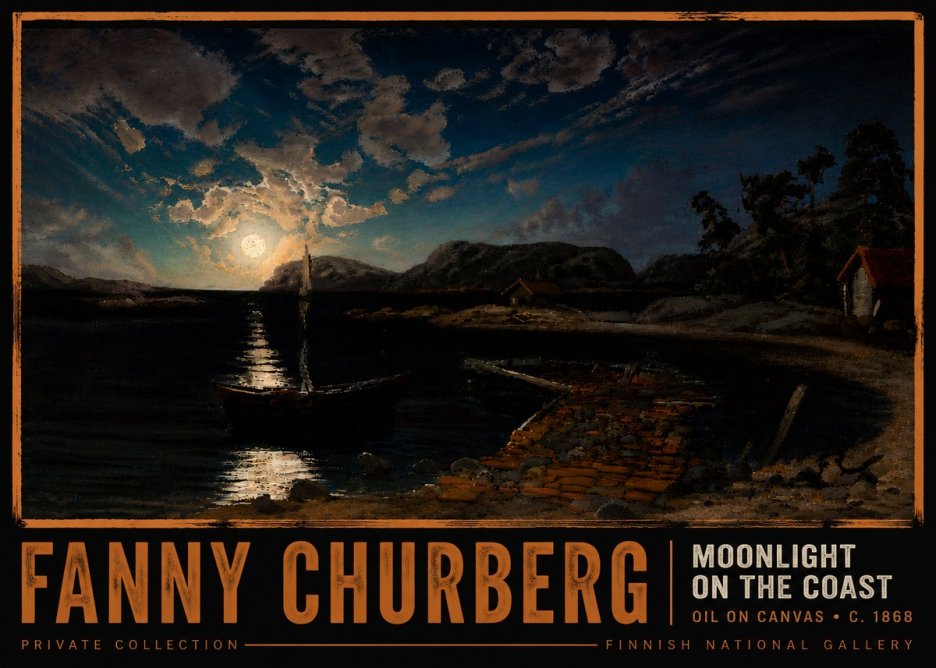 Fanny Churberg Moonlight on the Coast No6 - Plakat
