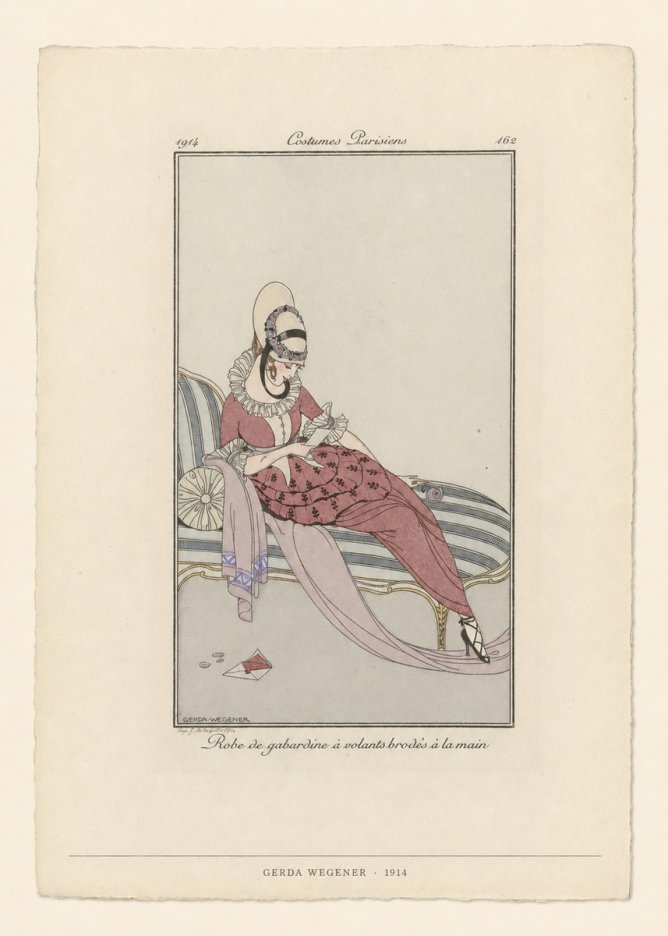 Gerda Wegener Robe De Gabardine À Volants Brodés À La Main I No6 - Plakat
