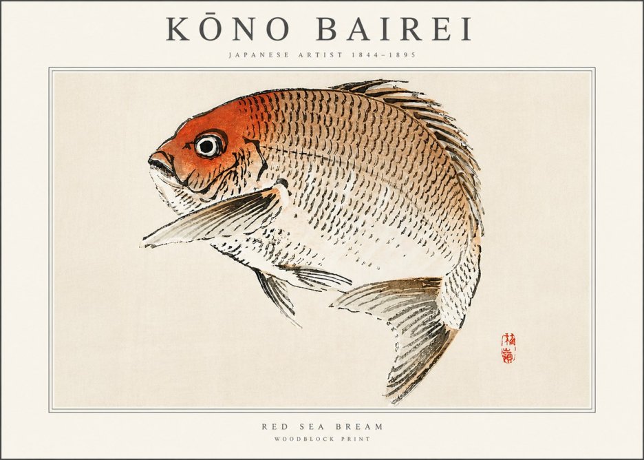 Kōno Bairei Red Sea Bream No3 - Plakat