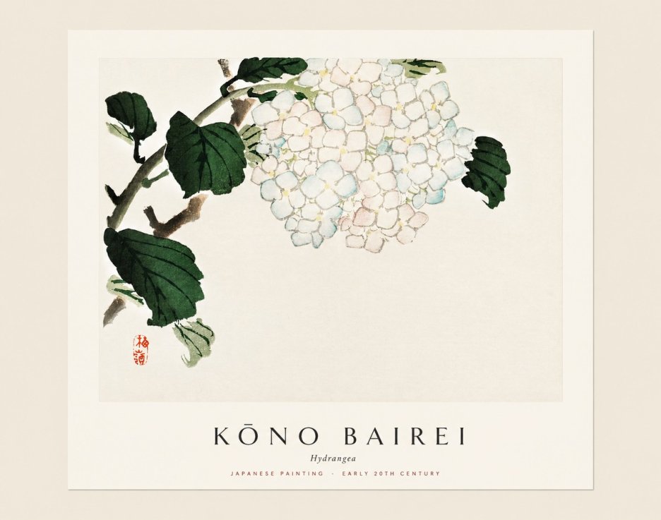 Kōno Bairei Hydrangea No1 - Plakat
