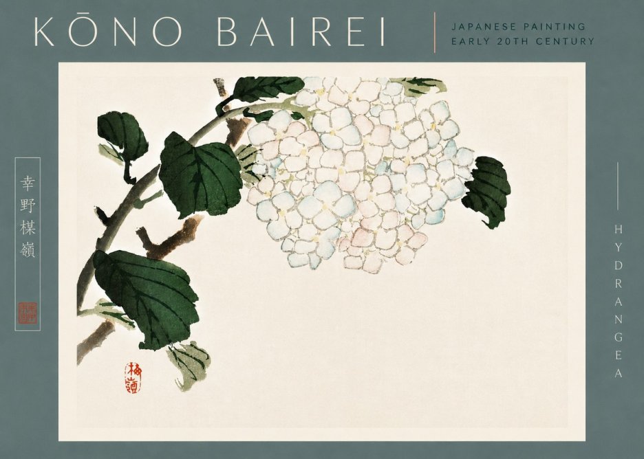 Kōno Bairei Hydrangea No4 - Plakat