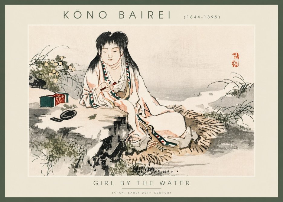 Kōno Bairei Girl by the Water No4 - Plakat