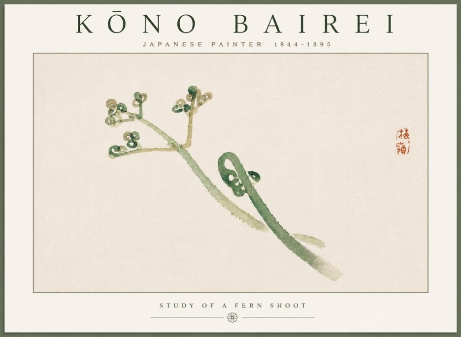 Kōno Bairei Fern Shoot No2 - Plakat