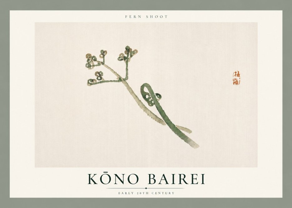 Kōno Bairei Fern Shoot No6 - Plakat