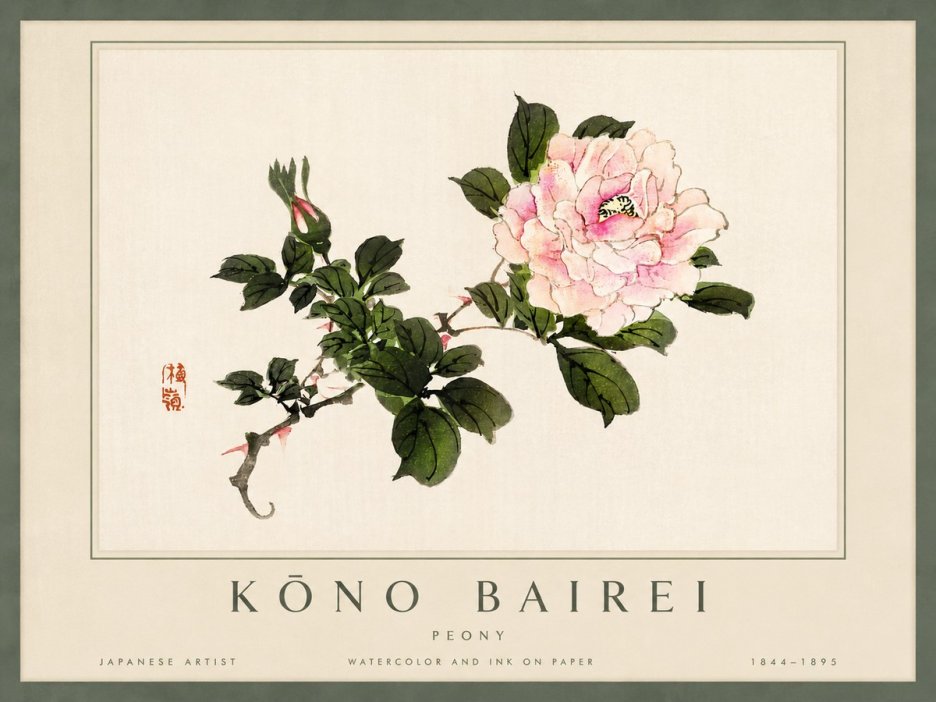 Kōno Bairei Peony I No4 - Plakat