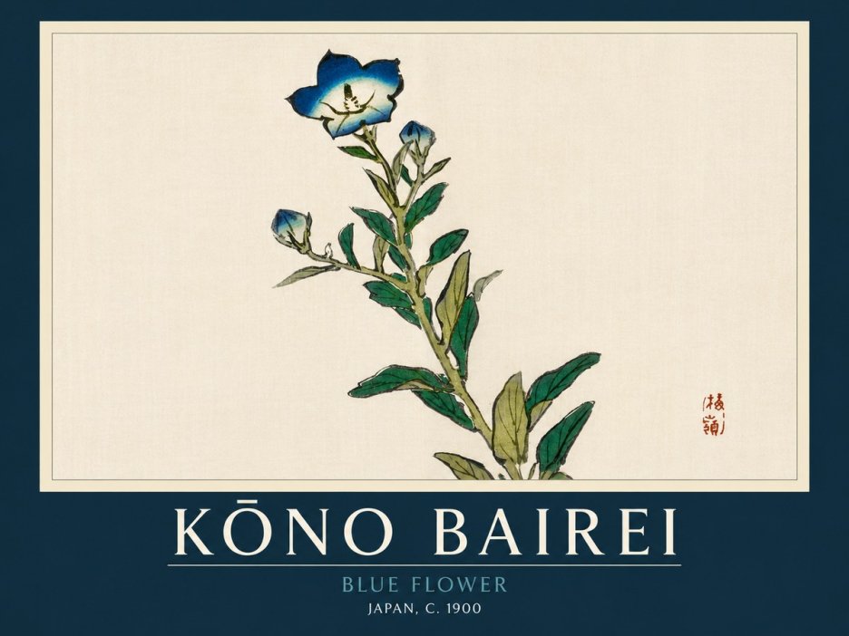 Kōno Bairei Blue Flower No2 - Plakat