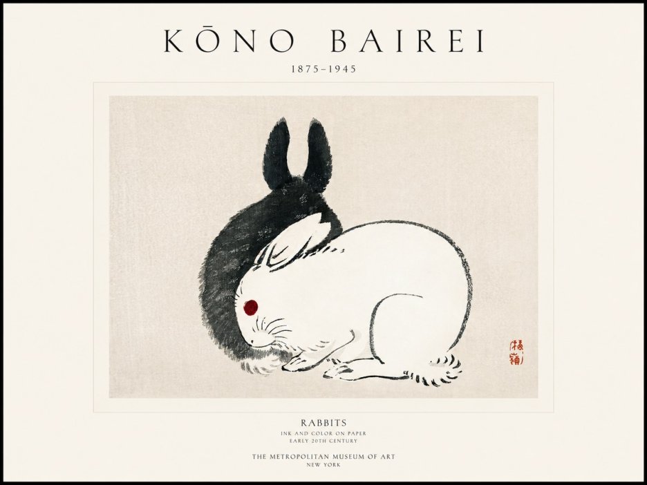 Kōno Bairei Rabbits No1 - Plakat