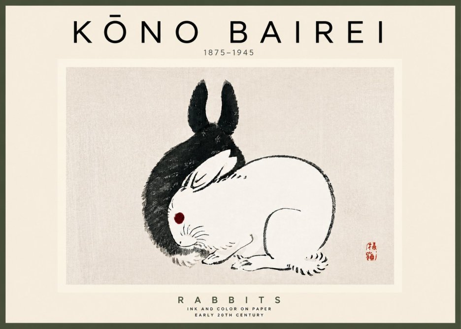 Kōno Bairei Rabbits No4 - Plakat