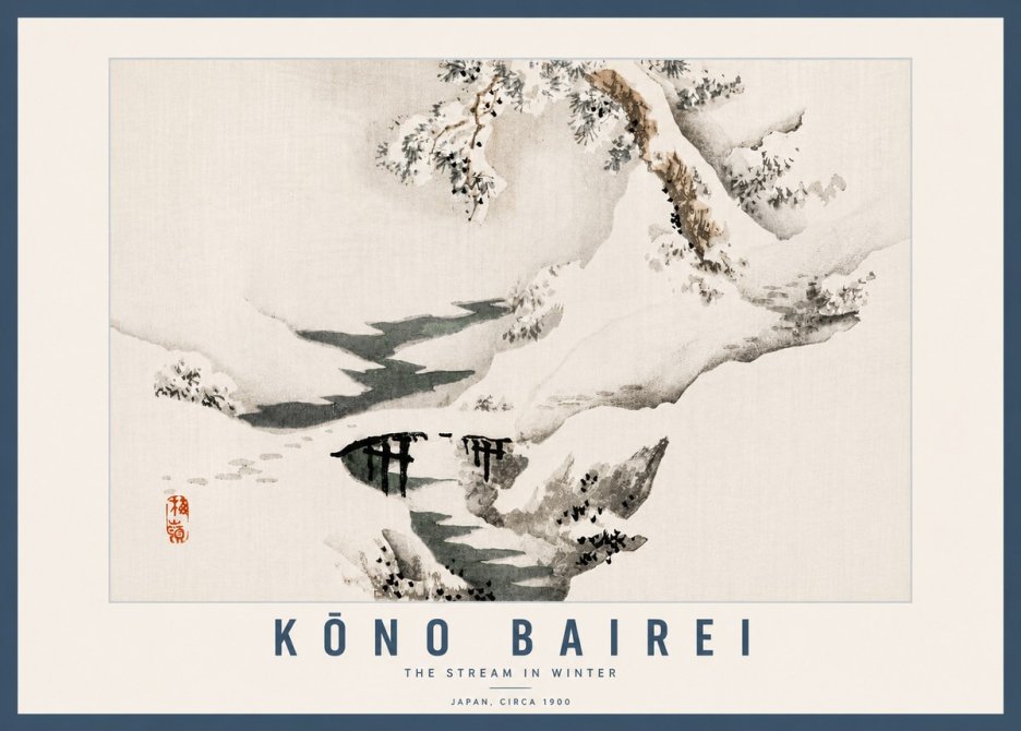 Kōno Bairei The Stream in Winter No6 - Plakat