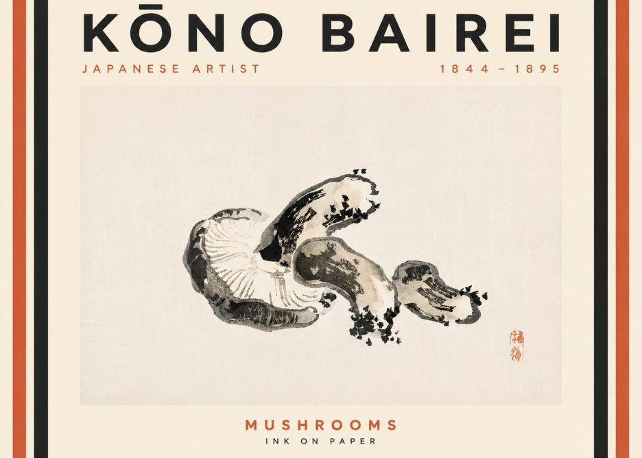 Kōno Bairei Mushrooms No4 - Plakat
