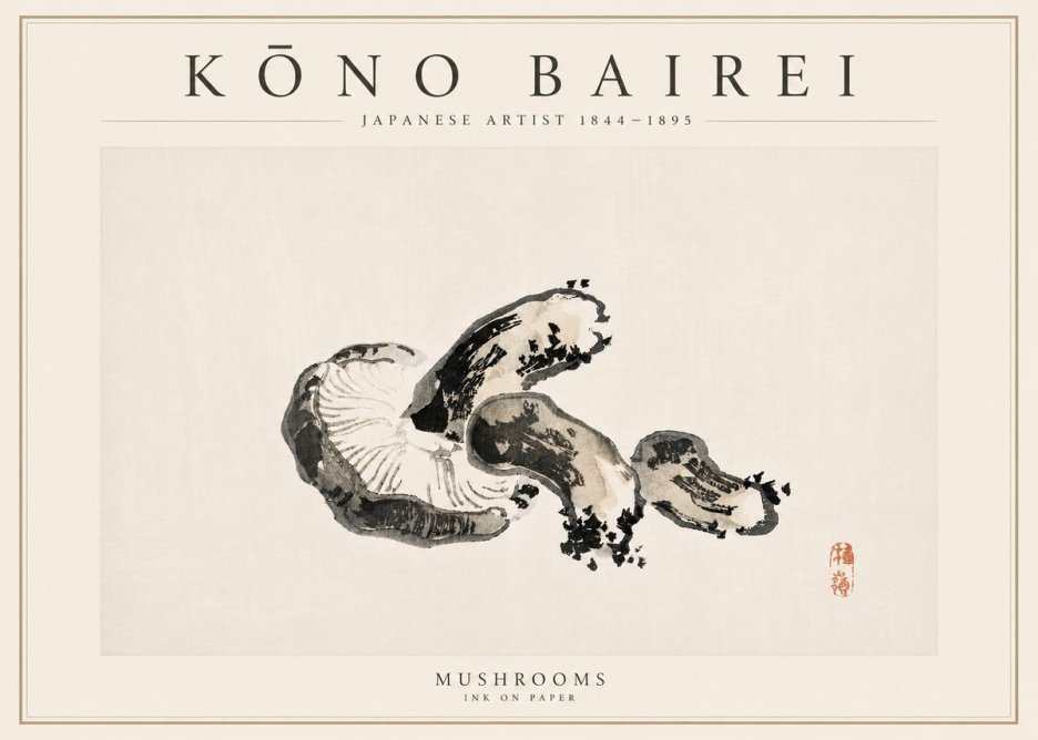 Kōno Bairei Mushrooms No6 - Plakat