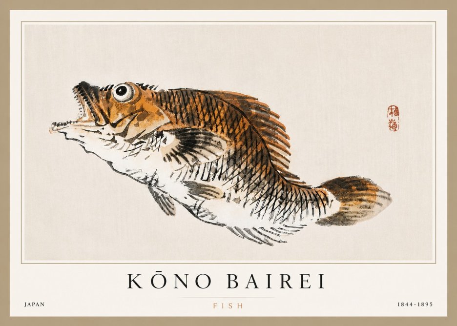 Kōno Bairei Fish II No3 - Plakat
